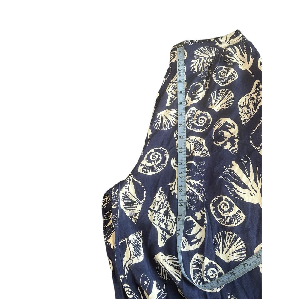 Venus Pants Blue White Seashell‎ Print Beachy Vacation Resort Cropped Small - Picture 8 of 10